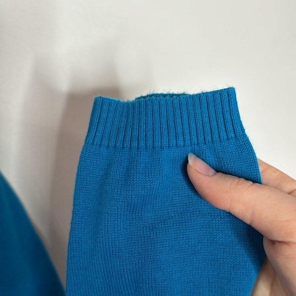 Talbots Outlet Azure Blue Cotton V-Neck Cable Knit Sweater Size S petite - Picture 6 of 9